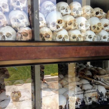 killing fields Cambodia Phnom Penh khmer rouge mausoleum skulls
